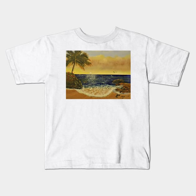 Tropical Island Kids T-Shirt by Allison Prior Art